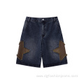 Star Paint Patch Embroidery Shorts Men